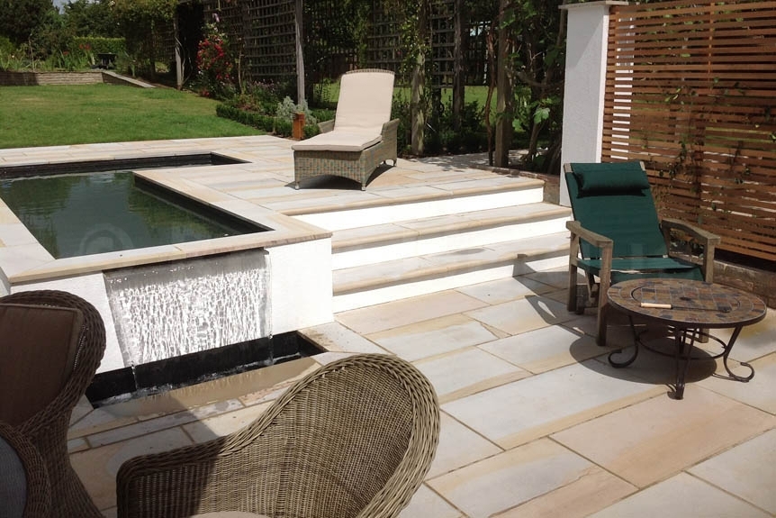 Sandstone Outdoor Paving Lemon Sawn & Sandblasted Rock Unique Ltd